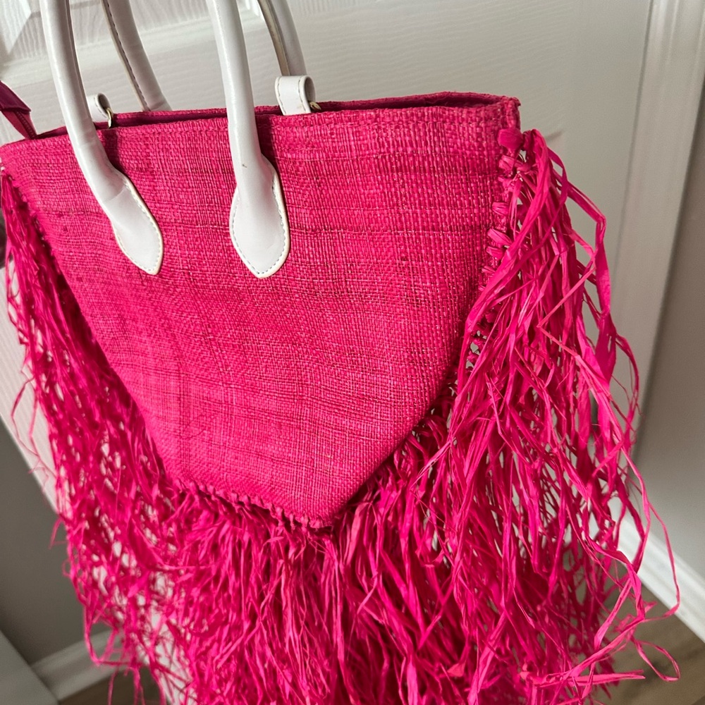 Stylish Pink Fringe Tote Bag
